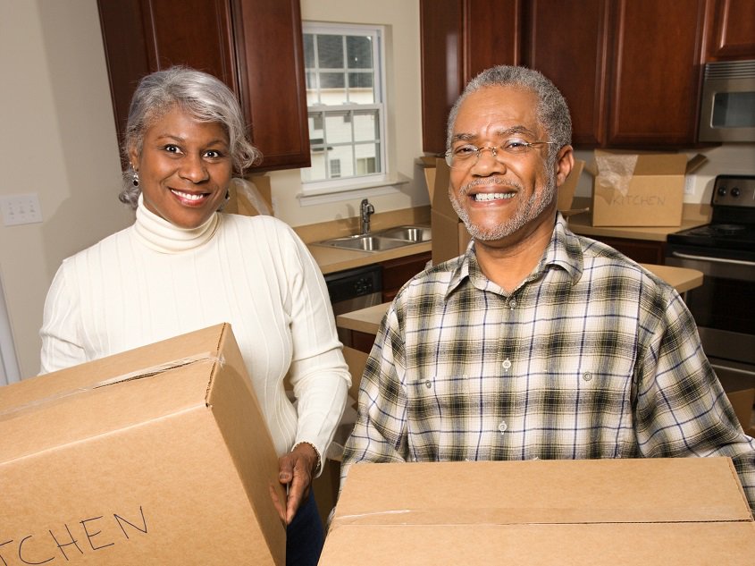 senior couple moving in