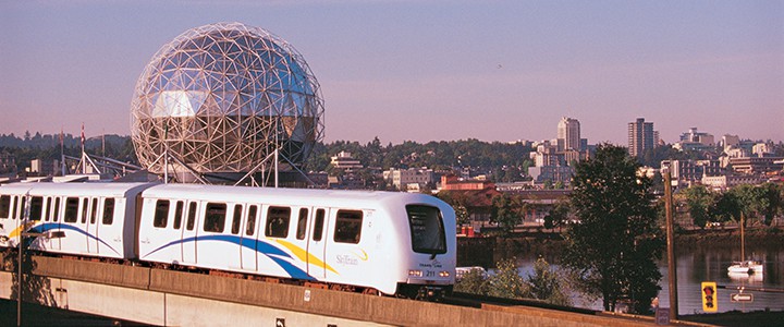 Vancouver SkyTrain at sunset